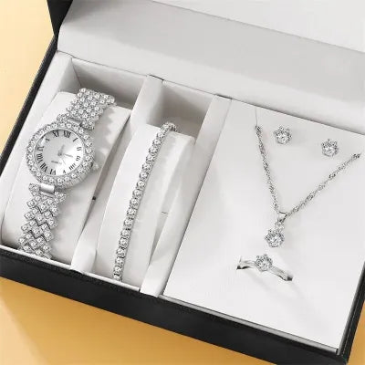 Watches Set Luxury Rhinestone Women Fashion Elegant Wristwatch Quartz Watch For Girl Ladies Clock Montre Femme