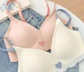 Push Up Bras For Women Love Heart Pattern Brassiere Deep V Neck Cute Underwear Female Seamless Wireless Soft Lingerie
