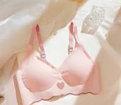 Push Up Bras For Women Love Heart Pattern Brassiere Deep V Neck Cute Underwear Female Seamless Wireless Soft Lingerie