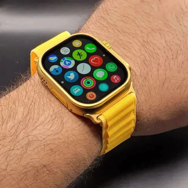 G9 Ultra Pro (Golden Edition) - 49MM Ultra Series 8 - NFC - Bluetooth Call - Customize Wallpaper - Wireless Charging - Real Screws and Straps Locks G9