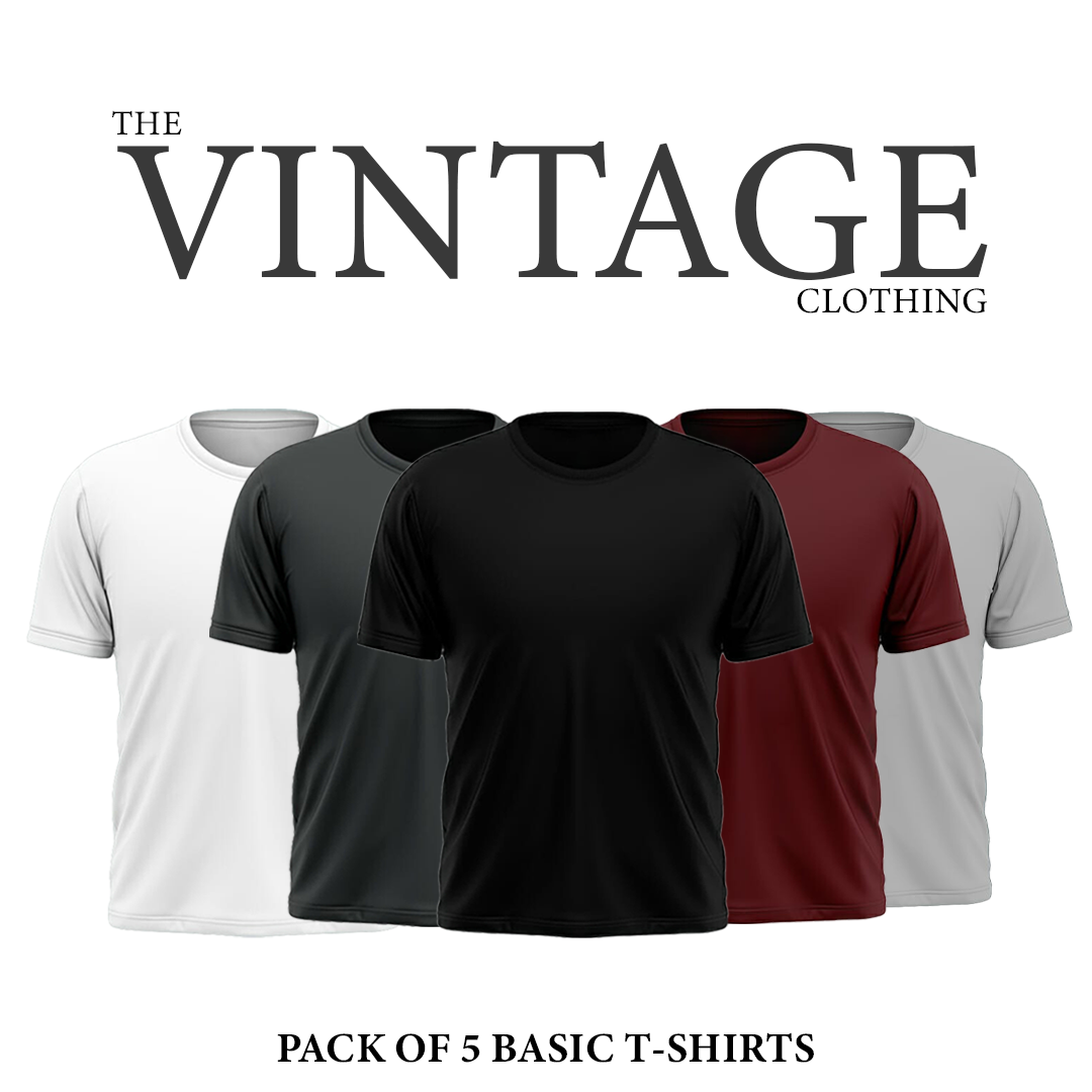 Pack of 5 multicolour plain half sleeves Tshirt For Men in wholesale price
