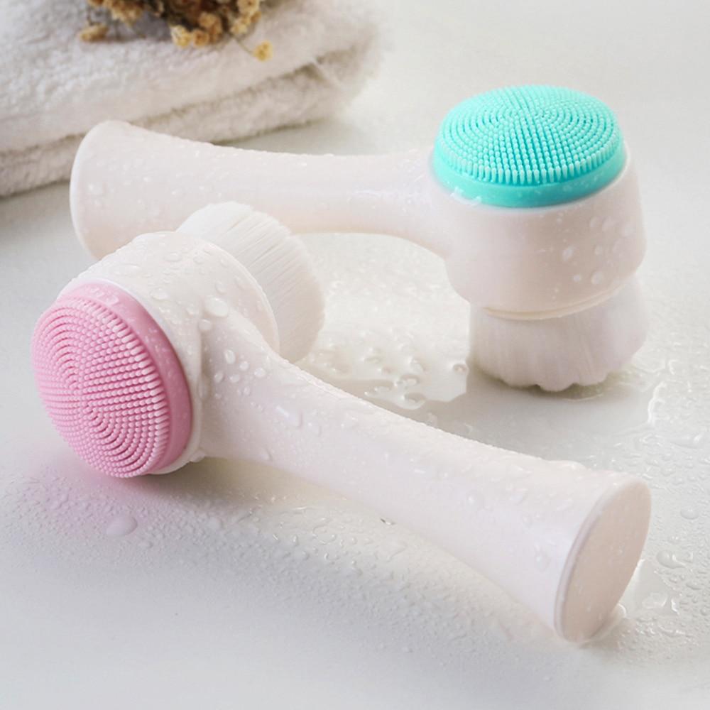 3D Double Side Silicone Facial Cleansing Brush Portable For Face Cleaning And Massage Tool