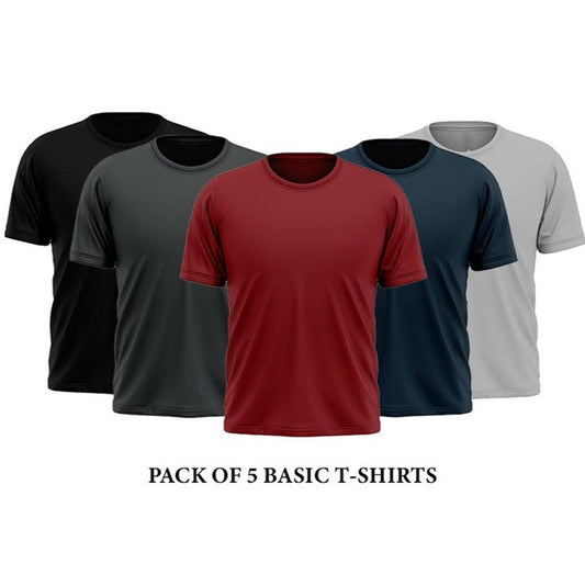 Pack of 5 multicolour plain half sleeves Tshirt For Men in wholesale price