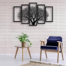 Wall Art 5 frame Tree Panels Frame 3d DIY Self Adhesive Wall Sticker Sets For Decor Latest Design Wall Decoration Ideas For Home Decor Living Bed Room And Offices And For Gifts Piece Item 4 feet&nbsp;
