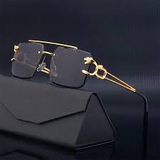 Fashion Retro Cheetah Decoration Sunglasses for Women Men Metal Steampunk Sun Glasses Summer UV400 Shades Trendy Rimless Eyewear