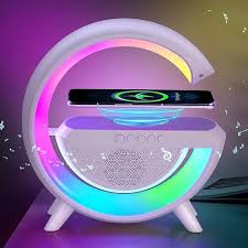 Riveira G Shaped LED Bluetooth Speaker with FM Radio Smart Wireless Fast Mobile Charging Built-in Audio Music Color Changing RGB Light Bedside Table