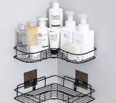Bathroom Shower Shelf, Set of 1, Adhesive Metal Wall Mounted Storage Organized Rack for Shower Caddy,Triangle Basket No Drilling, Design for Bathroom Bedroom Living Room and Kitchen